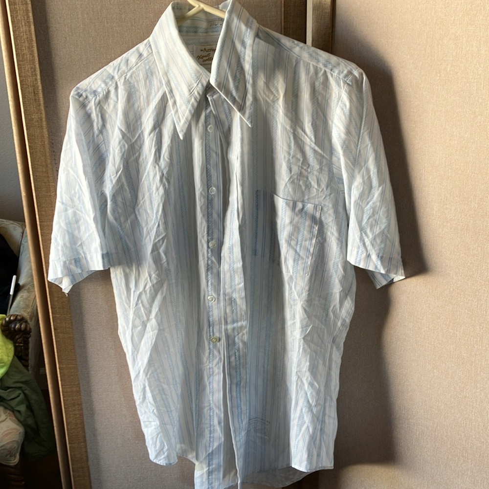 FINAL MARKDOWN Vintage Arrow Kent Collection White and Blue Shirt 14 1/2